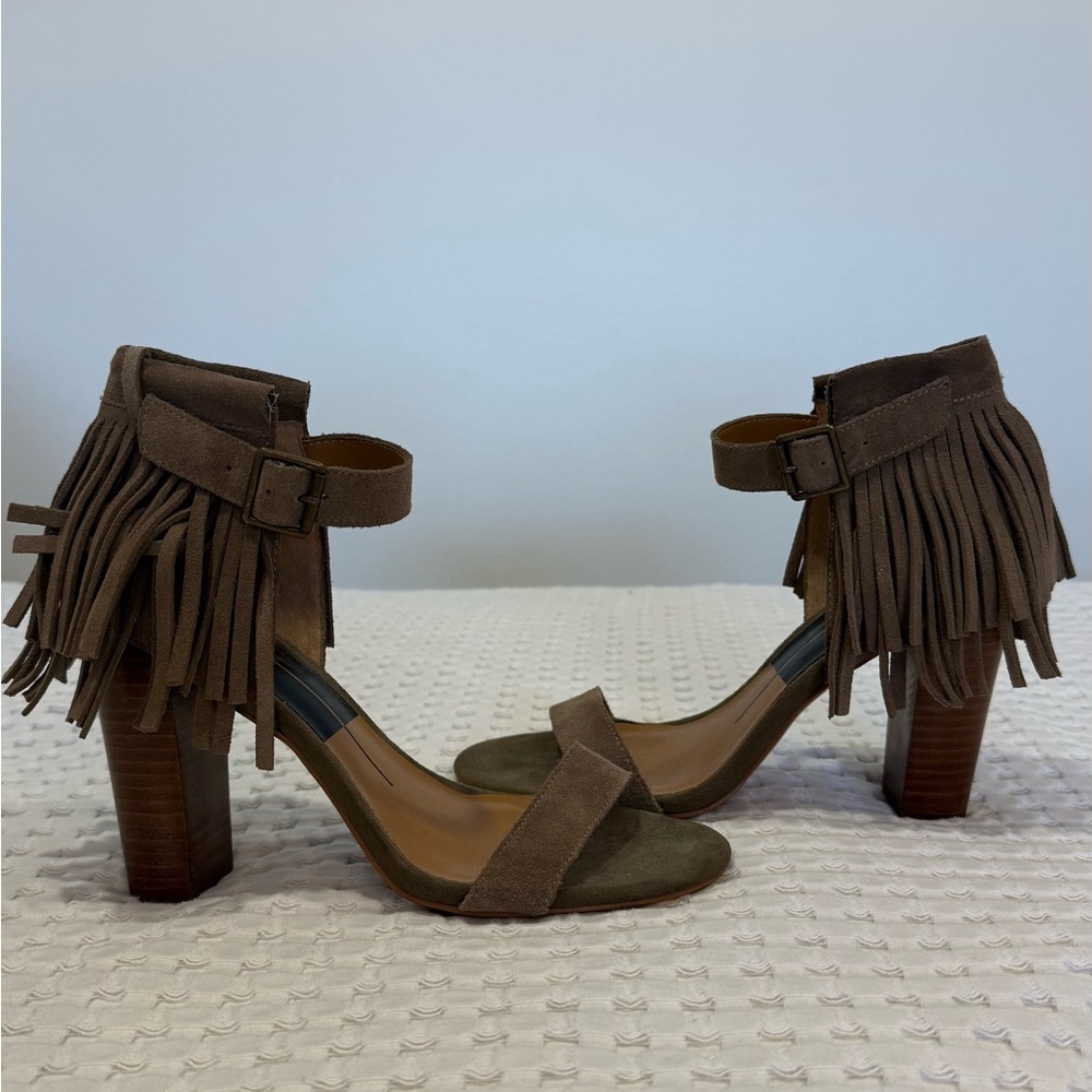 Dolce Vita Brown Fringe Suede Heels